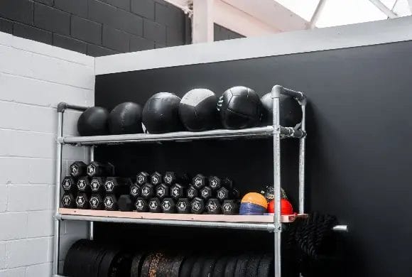 Equipment on shelves